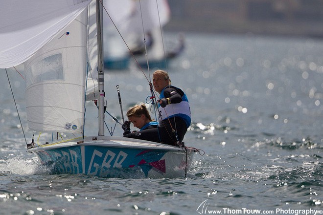 Mills and Clark took Silver in the Women’s 470 class at the London Olympics 2012 &copy; Thom Touw http://www.thomtouw.com